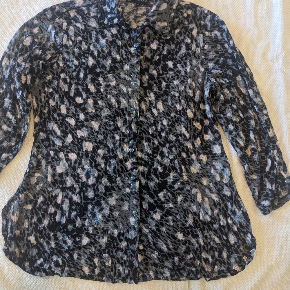 Carine black and gray knit blouse